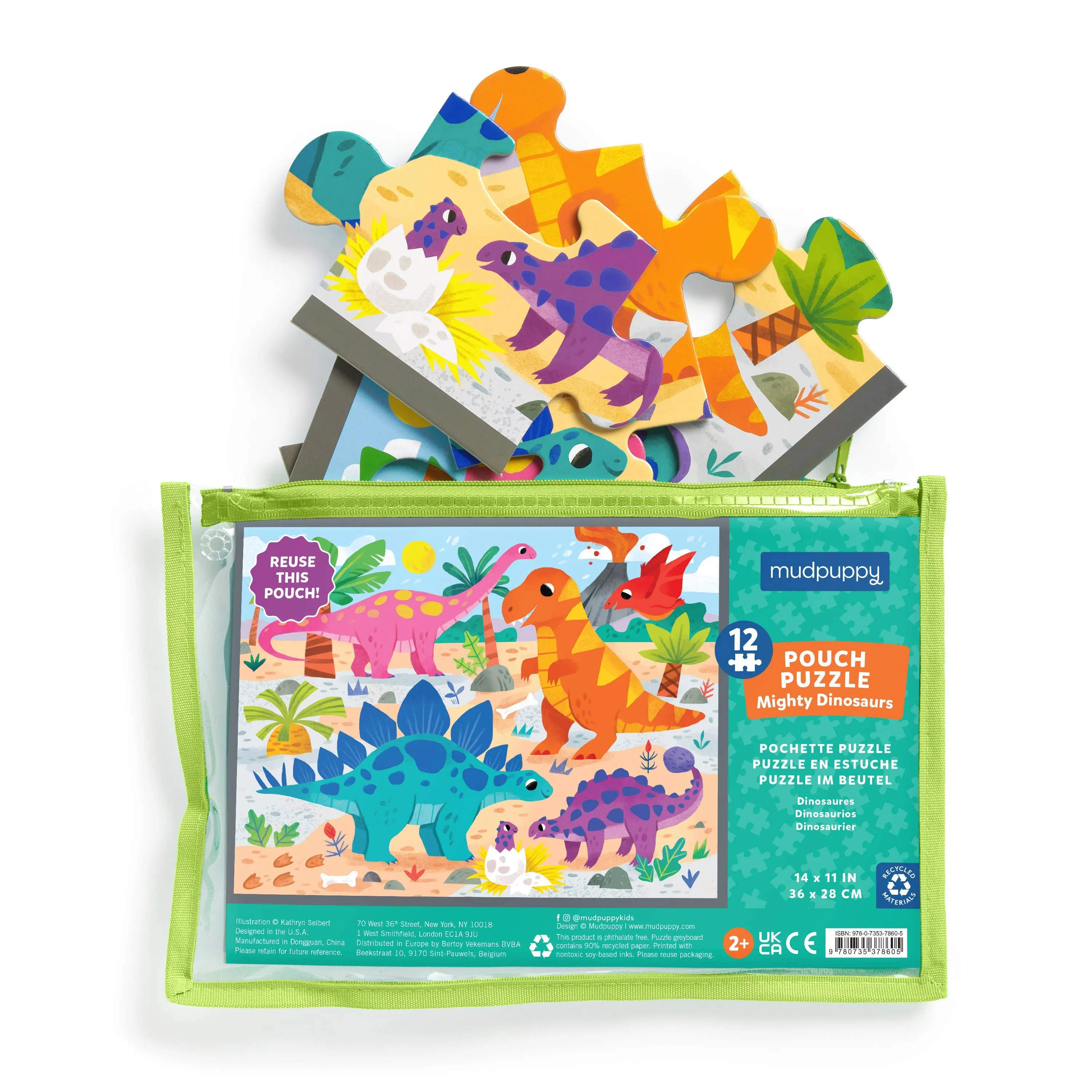 12 Piece Pouch Puzzle - Mighty Dinosaurs