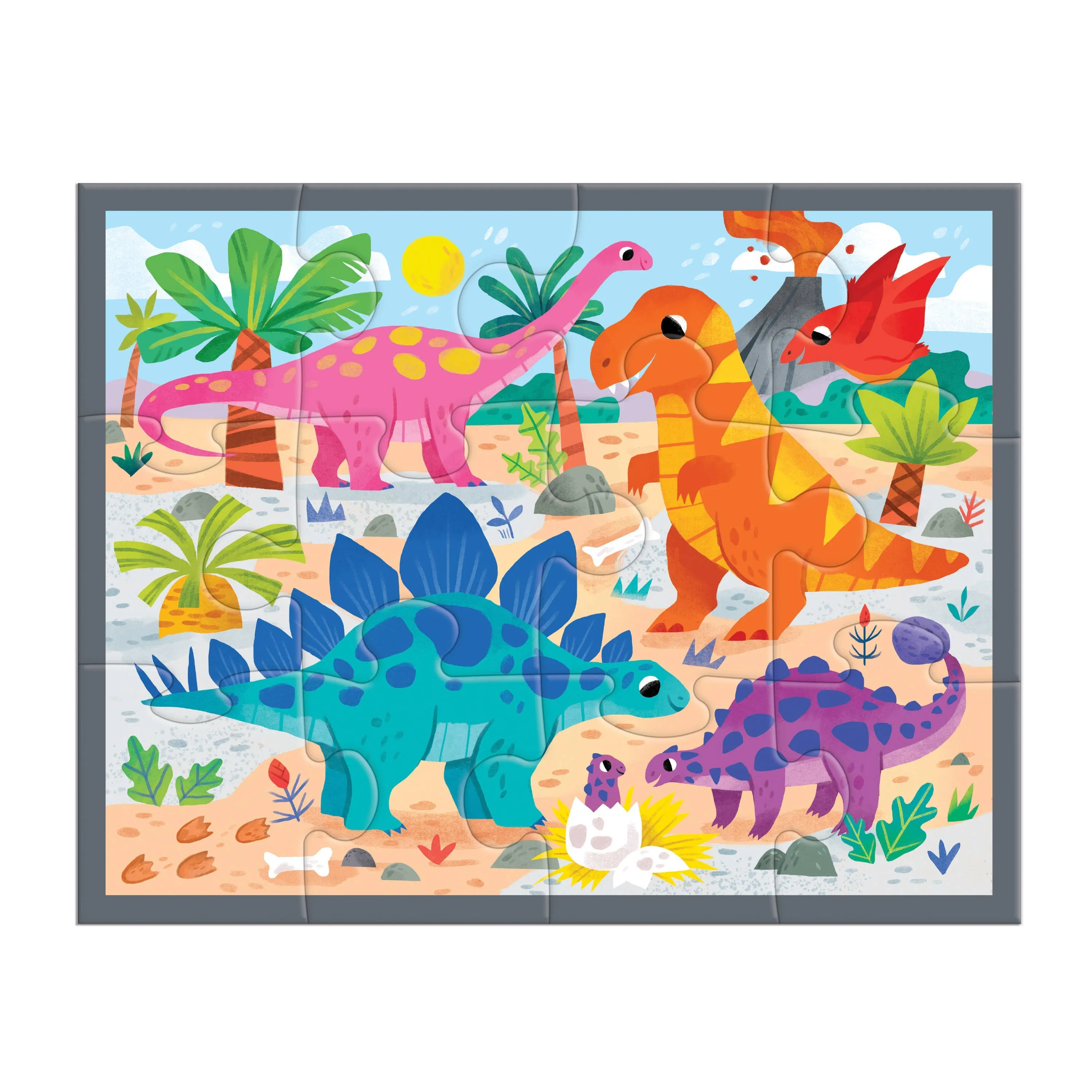 12 Piece Pouch Puzzle - Mighty Dinosaurs