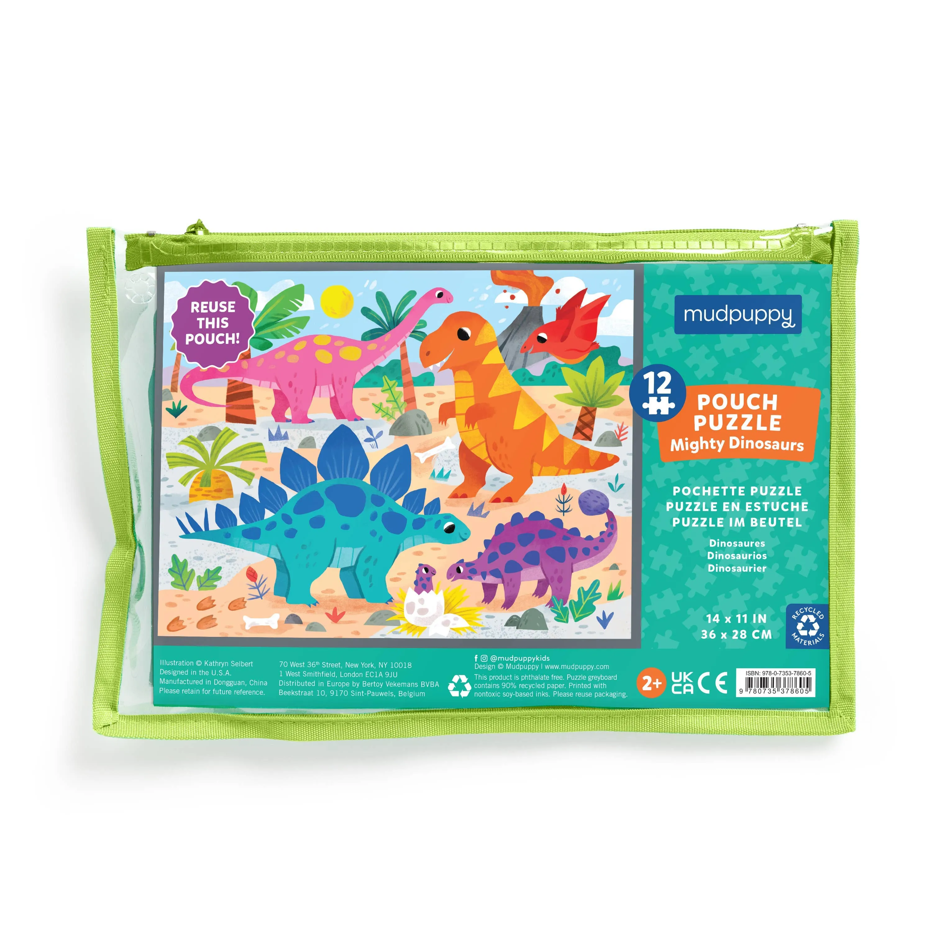12 Piece Pouch Puzzle - Mighty Dinosaurs
