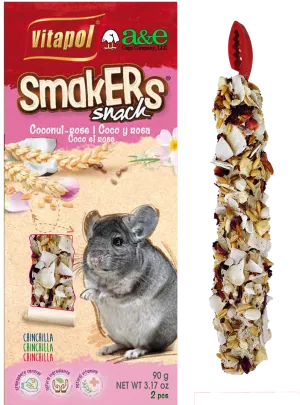 A&E Smakers Chinchilla Coconut & Rose Petal Stick Treat 3.17 oz. (2 Pack)