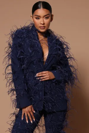 Adalynn Feathered Blazer - Navy