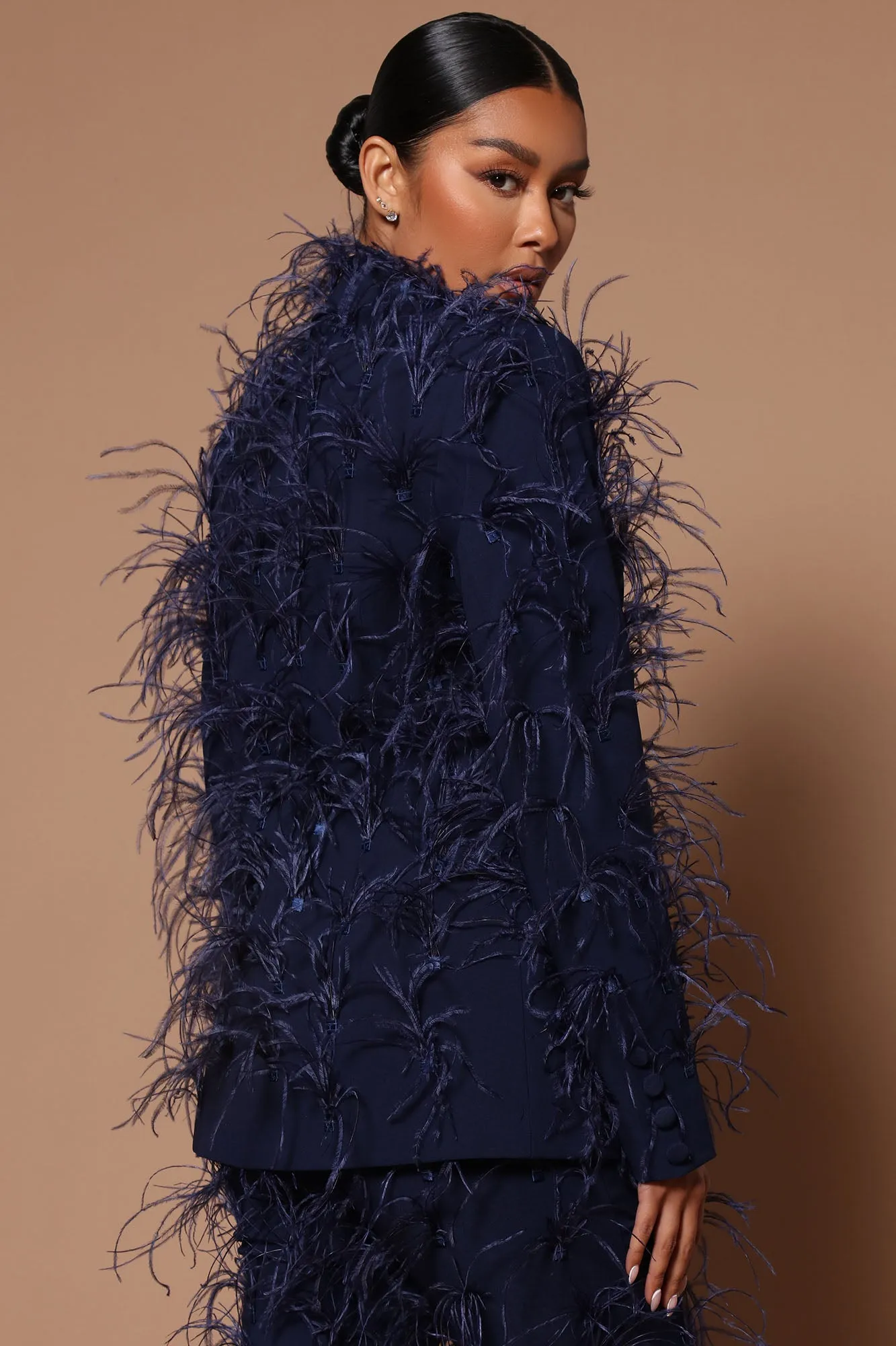 Adalynn Feathered Blazer - Navy