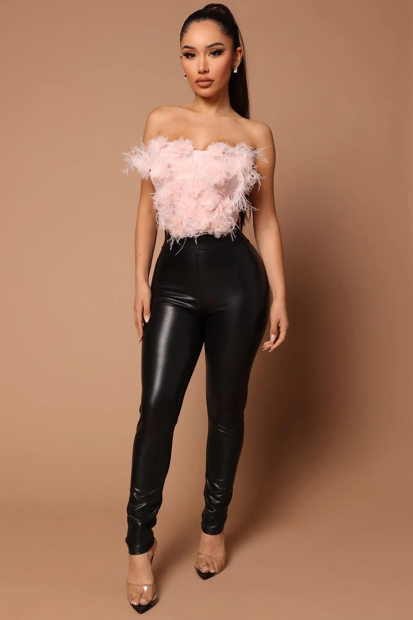Anjelica Feathered Top - Pink