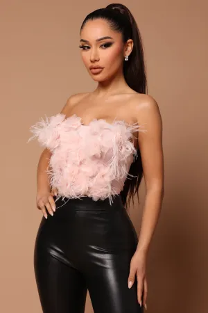 Anjelica Feathered Top - Pink