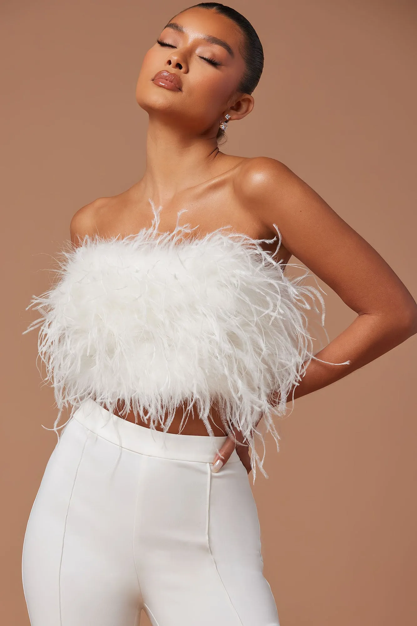 Anya Feathered Top - White