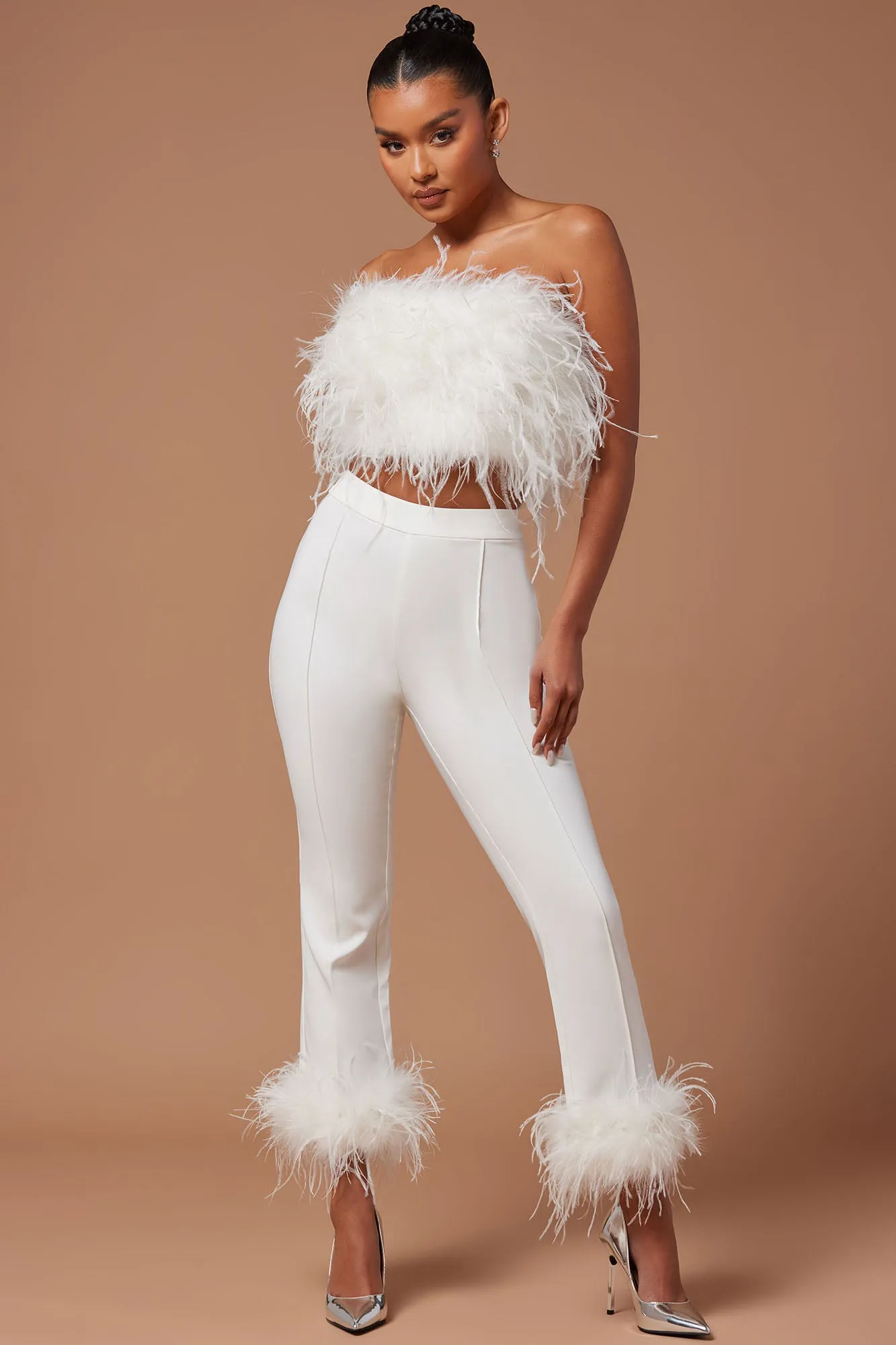 Anya Feathered Top - White
