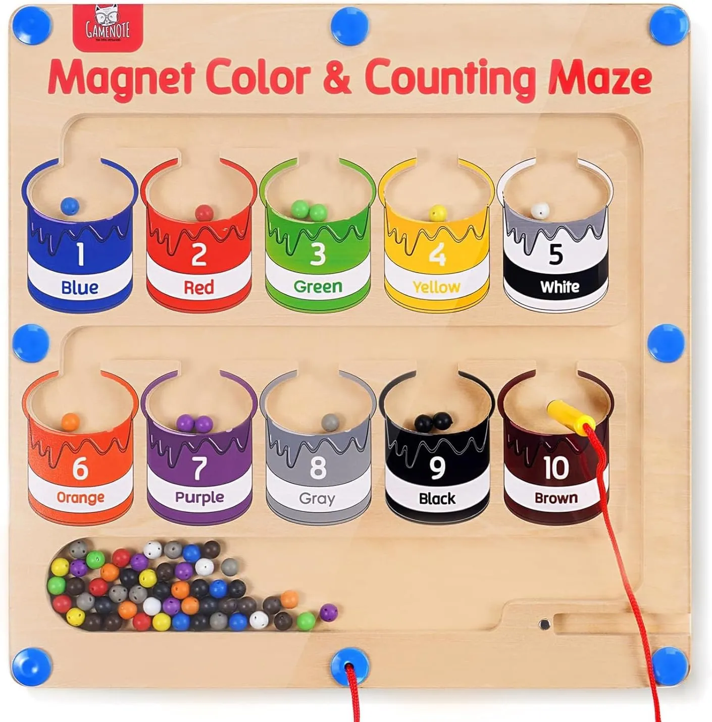 GAMENOTE Magnetic Color and Number Maze Montessori Learning Toy