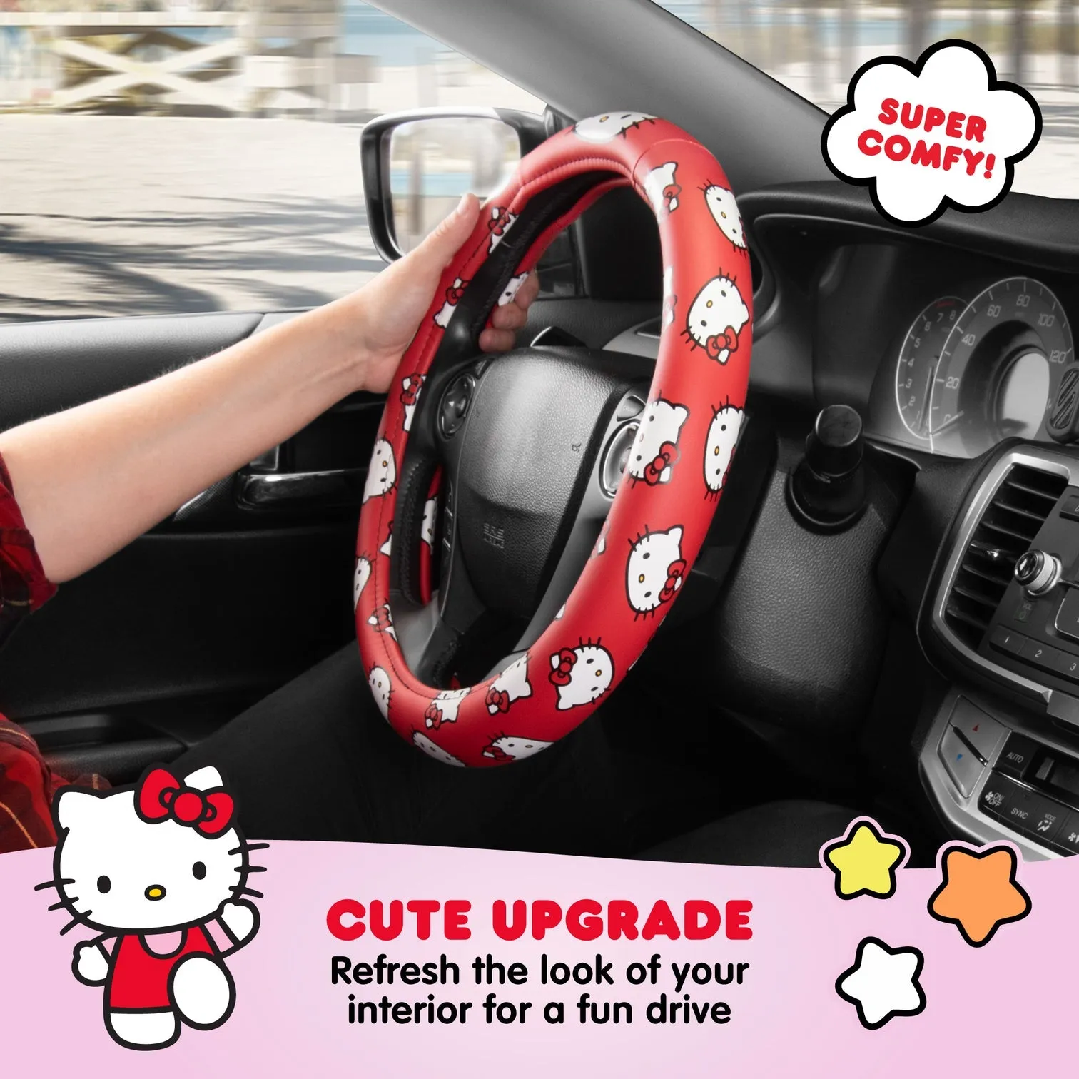 Hello Kitty Classic Red Steering Wheel Cover