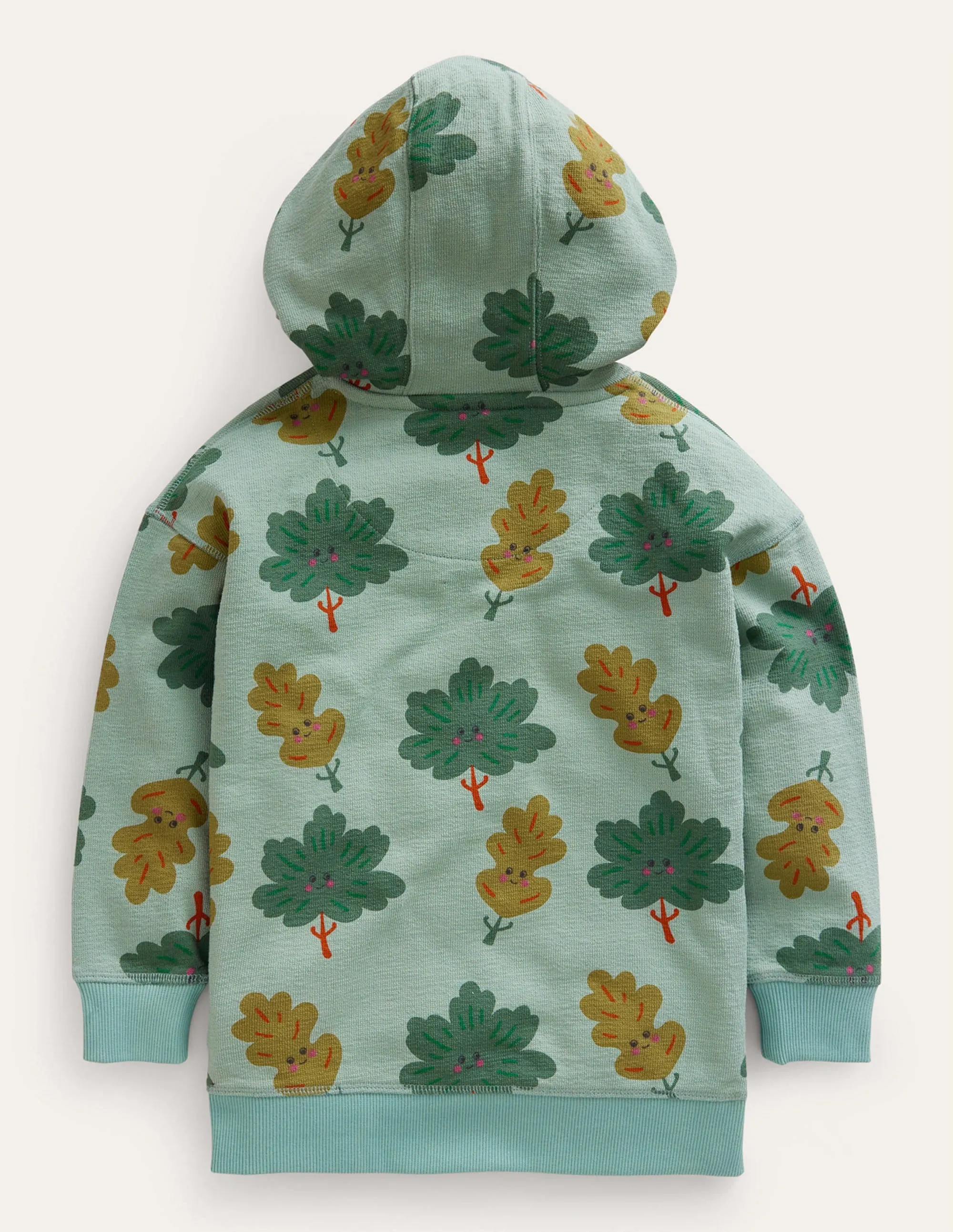 Printed Hoodie-Green Trees