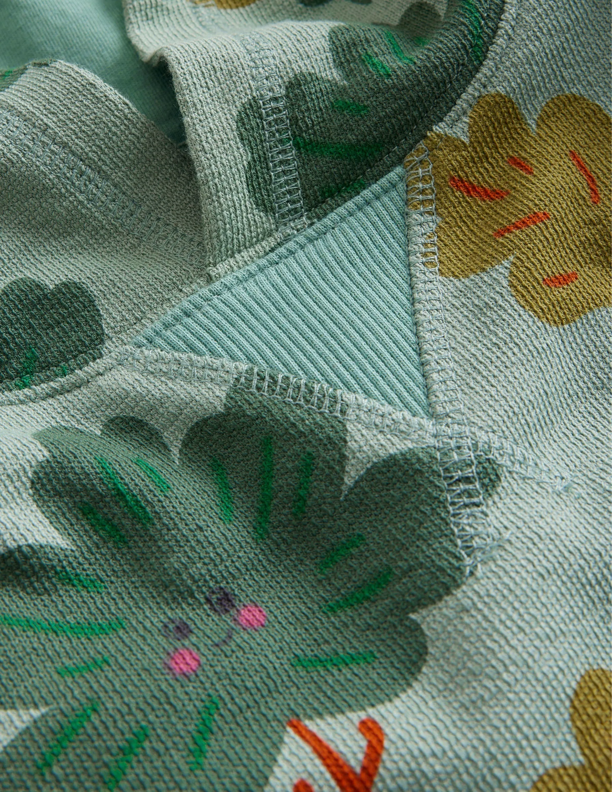 Printed Hoodie-Green Trees